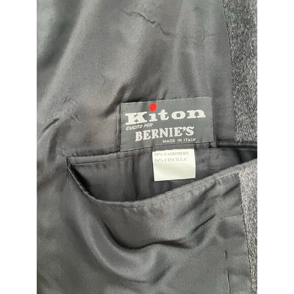 NEW Kiton Cashmere Chincilla 3 Button Overcoat Charcoal Gray Size XL JL - Picture 10 of 12